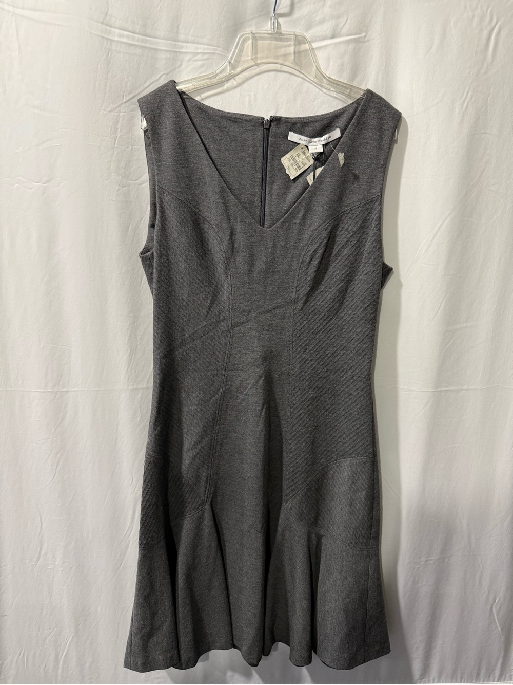 Diane Von Furstenberg Charcoal V-Neck Fit & Flare Dress